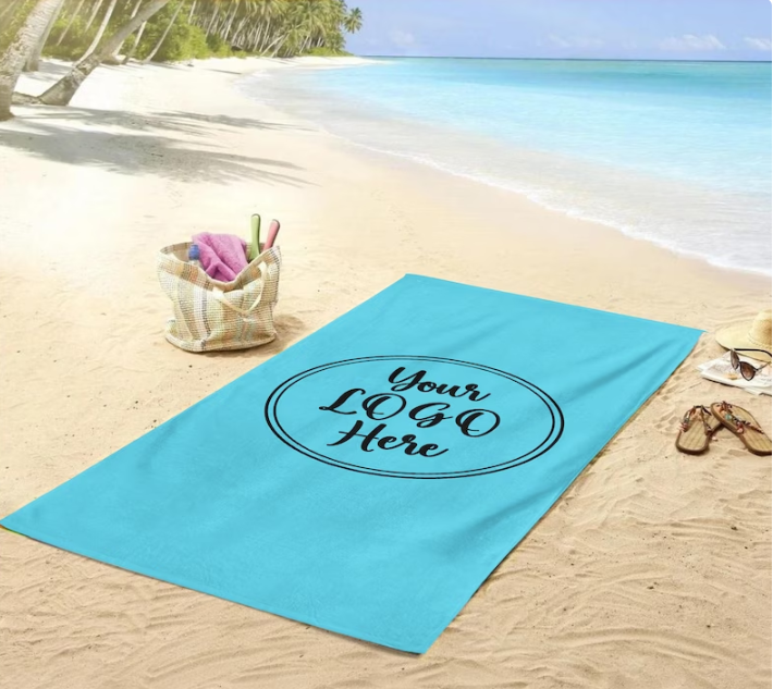 custom logo on beach towel