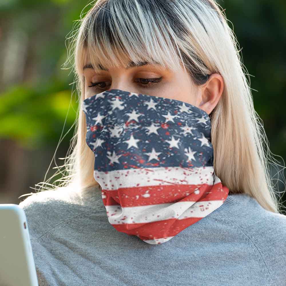 3 Pieces Reflective American Flag Bandana Protective Neck Gaiter US Flag Face Bandana Dust Wind American Scarf for Men Women Motorcycle Outdoor Activities 