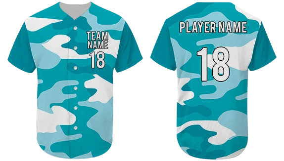 Tropical Teal Camo Custom Baseball Jerseys