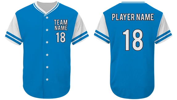 Blue White Raglan Personalized Baseball Top