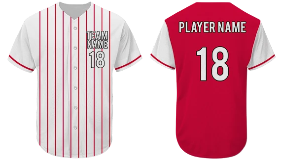 Vintage Red Pinstripe Custom Baseball Game Jersey