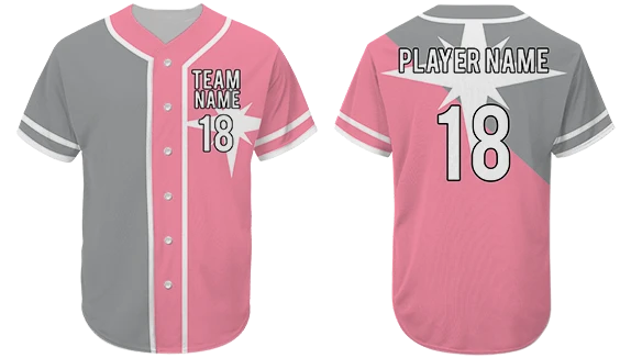 Half Grey Half Pink Split Custom Baseball Jerseys